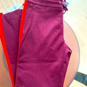 Anthropologie Women's Burgundy Pants with Red Stripe
